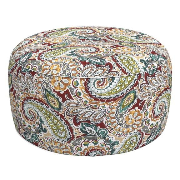 Large Inflatable Outdoor Ottoman Pouf, All-Weather Round Footrest Stool (31”x 14”), Durable Fade-Resistant Patio Furniture for Garden, Poolside, Camping & Living Room (Extra Spacious & Portable)