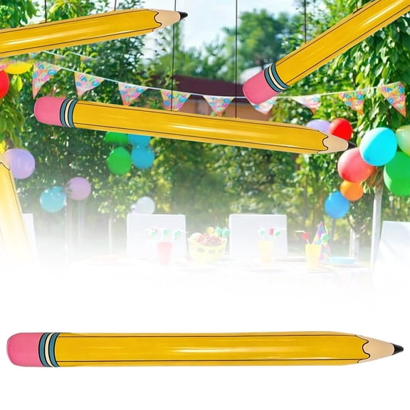 Large Inflatable Pencil Balloon, Giant Yellow Pencil Shaped Air Toy for Graduation Back to School Birthday Party Decor, PVC Reusable for Classroom Garden Theme
