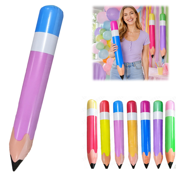 Large Inflatable Pencil Balloons Set, Jumbo Inflatable Crayons, Giant Paint Brush Balloons with Air Pump. Hanging Decor for Classroom, Garden, Home and Birthday Party Decorations