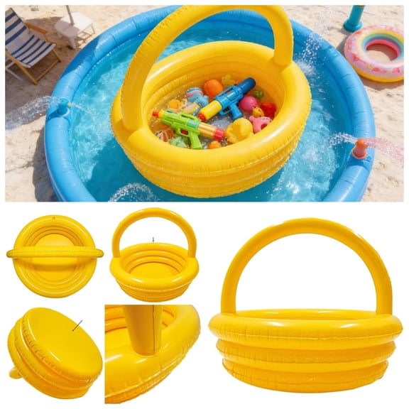 Large Inflatable Pool Basket, Floating Drink Holder & Ice Bucket, Portable Circular Pool Storage Basket, Perfect For Pool Parties, Garden, Yard, Indoor & Outdoor Summer Decor