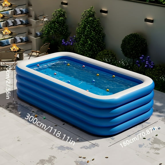 Large Inflatable Pool, Perfect for Family Water Fun and Backyard Pool Parties, Foldable and Portable, Available in 4/3-Layer Options with 2 Height Choices