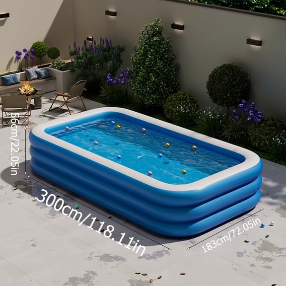 Large Inflatable Pool, Perfect for Family Water Fun and Backyard Pool Parties, Foldable and Portable, Available in 4/3-Layer Options with 2 Height Choices
