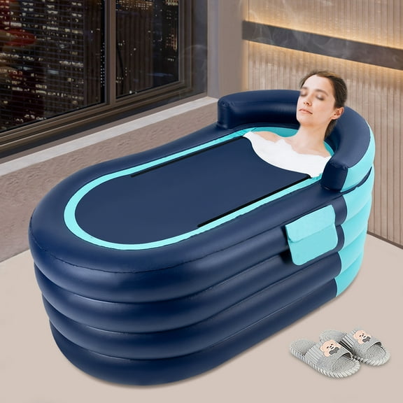 Large Inflatable Swimming Pool, 33.0755.1129.13in, 220lbs Capacity, Wireless Air Pump, Ergonomic Backrest, Foldable for Easy Storage, Perfect for Stress Relief and Relaxation