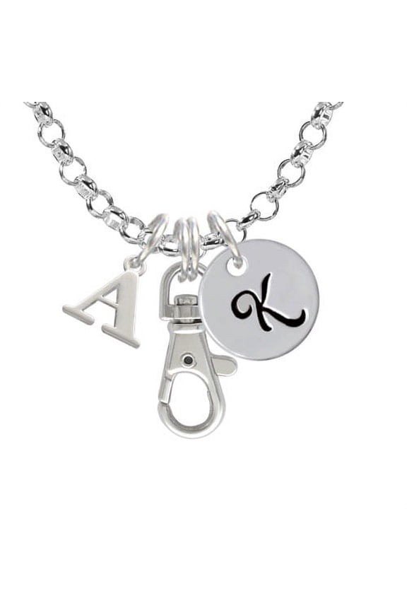 Large Initial - A - K - Initial Badge Clip Necklace