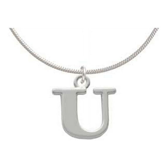 Large Initial - U - Charm Necklace, 18"+2" Extender