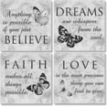 thumbnail image 1 of Large Inspirational Butterfly Wall Art - 4 Panels Grey Canvas Print - Faith Love Dreams Believe Calligraphy Canvas Wall Decor - Motivational Posters for Home Office Decor (B01, 16x16inch), 1 of 6