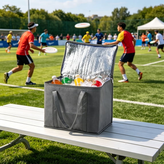 Large Insulated Bags - Reusable Cooler Bag, Durable Zipper, Collapsible Tote Bag for Work Picnics and Travel Outdoor Activities
