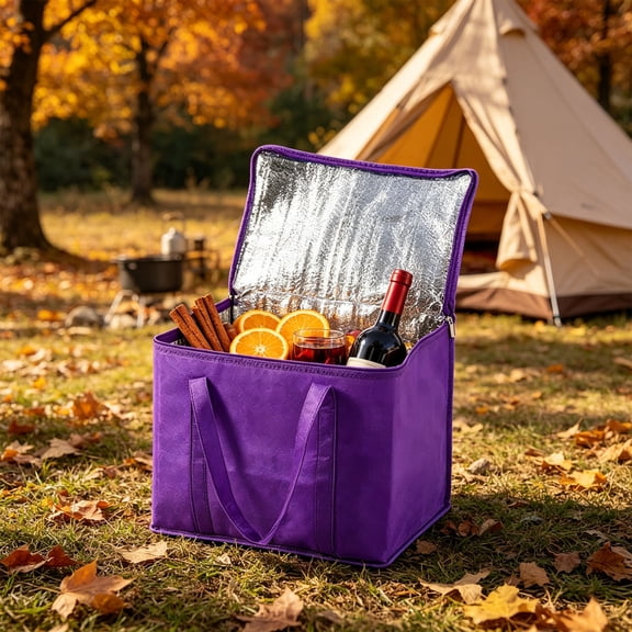 Large Insulated Bags - Reusable Cooler Bag, Durable Zipper, Collapsible Tote Bag for Work Picnics and Travel Outdoor Activities