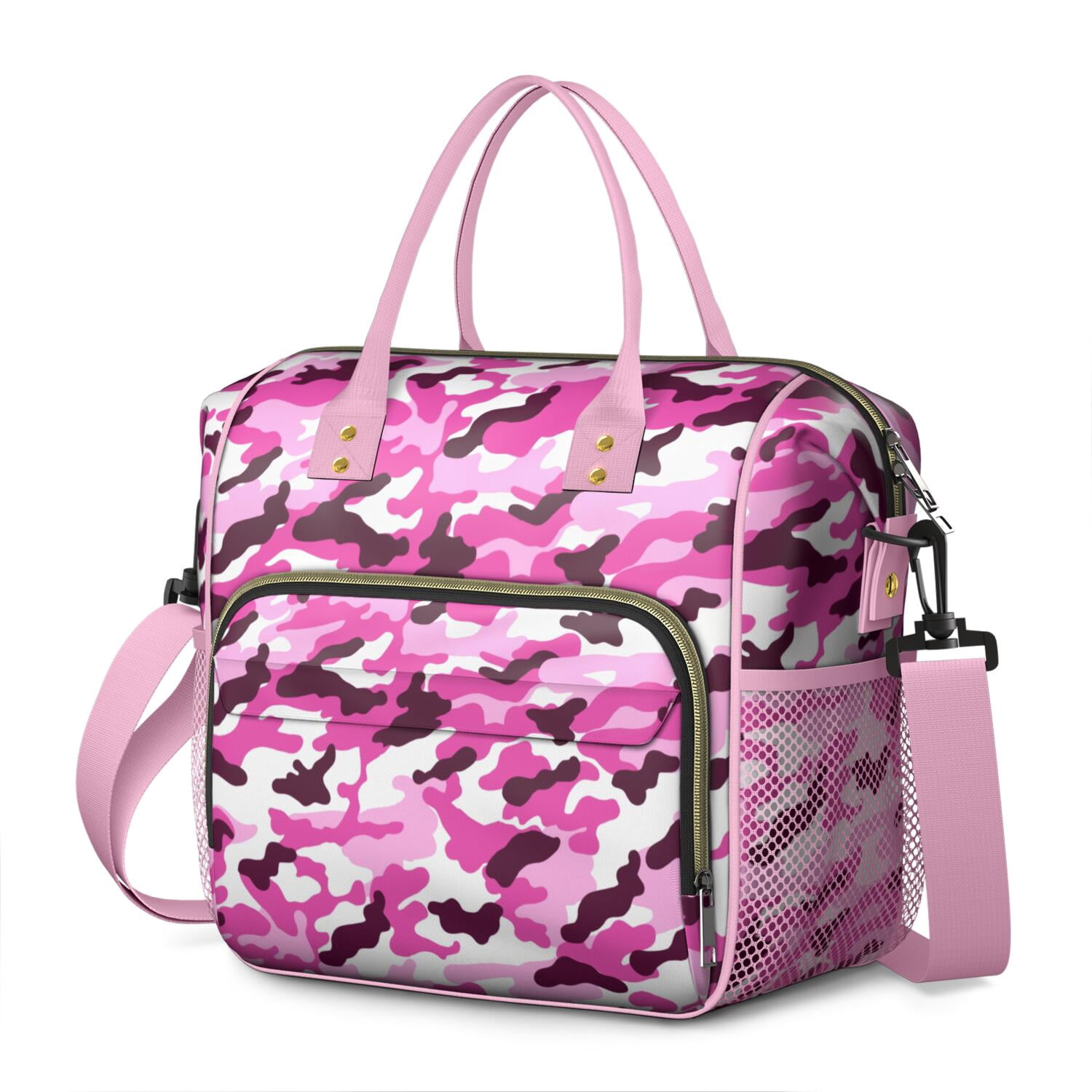 Large Insulated Camo Tote Bag - Leakproof Cooler Bag for Hunting & Military Tactical Use, Waterproof Thermal Lunch Tote with Multi-Pocket for Outdoor, Office, Travel (Woodland Camouflage)
