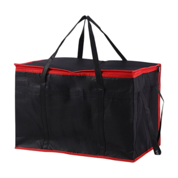 Large Insulated Food Delivery Bag with Zipper Closure, Heavy Duty Waterproof Thermal Catering Tote, Red, 23 x 14 x 15 Inches