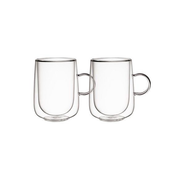 Large Insulated Latte Glass, Set of 2 for Hot and Cold Beverages