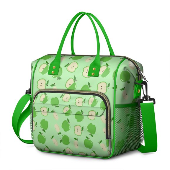 Large Insulated Leakproof Cooler Bag with Cute Apple Cartoon Print - Waterproof Thermal Tote for Lunch, Picnic, Travel & Food Storage, Multi-Pocket Design for Office, Outdoor & School