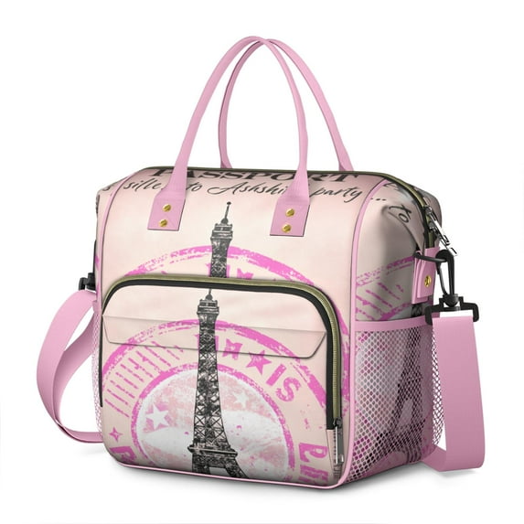 Large Insulated Lunch Bag Box Women Paris Leakproof Waterproof Dual Compartment Lunch Bag with Multi Pockets Removable Strap for Beach TripsHoliday or Birthday Presents Like for Mother’s Day or Chri
