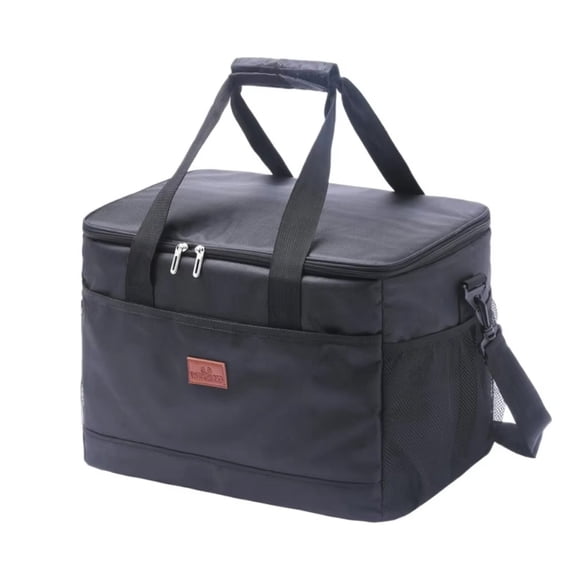 Large Insulated Lunch Bag, Insulated Cooler Bag, 18X12 In, Waterproof Fabric, Black Mesh Fabric, Travel Cooler for Car, Cooler for Beach, Black Lunch Bag, 1 Pc