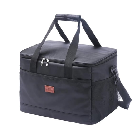 Large Insulated Lunch Bag, Insulated Cooler Bag, 18X12 In, Waterproof Fabric, Black Mesh Fabric, Travel Cooler for Car, Cooler for Beach, Black Lunch Bag, 1 Pc