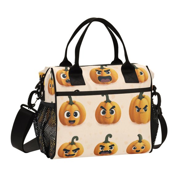 Large Insulated Lunch Bag With Adjustable Strap 9L/12L Capacity For Work Picnic Travel Cute Pumkins