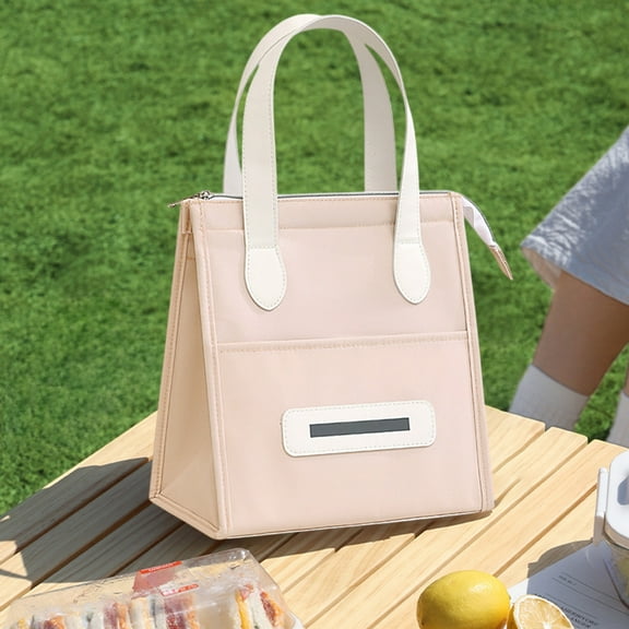 Large Insulated Lunch Bag with Ice Packs | Waterproof Thermal Lunch Box for Office & School | 25x22x13.5cm Portable Handheld Food Storage Bag