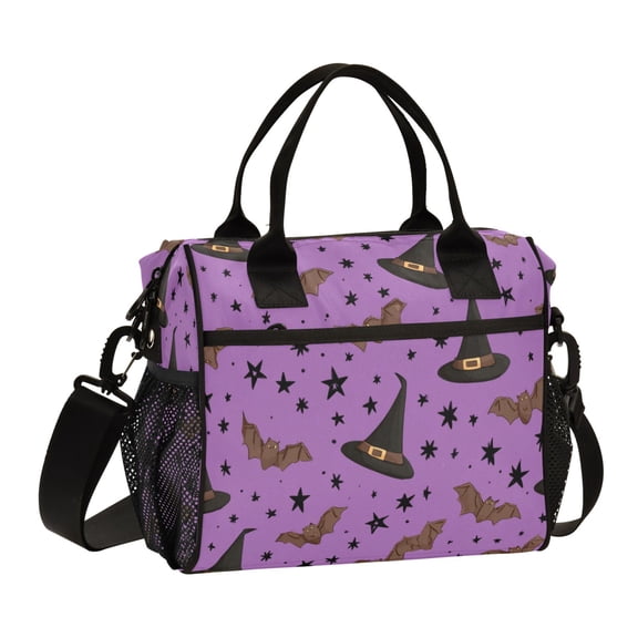 Large Insulated Lunch Bags for Women Men Leakproof Thermal Meal Lunch Tote Bag for Office Work Picnic Travel Black Hat and Brown Bat 9L