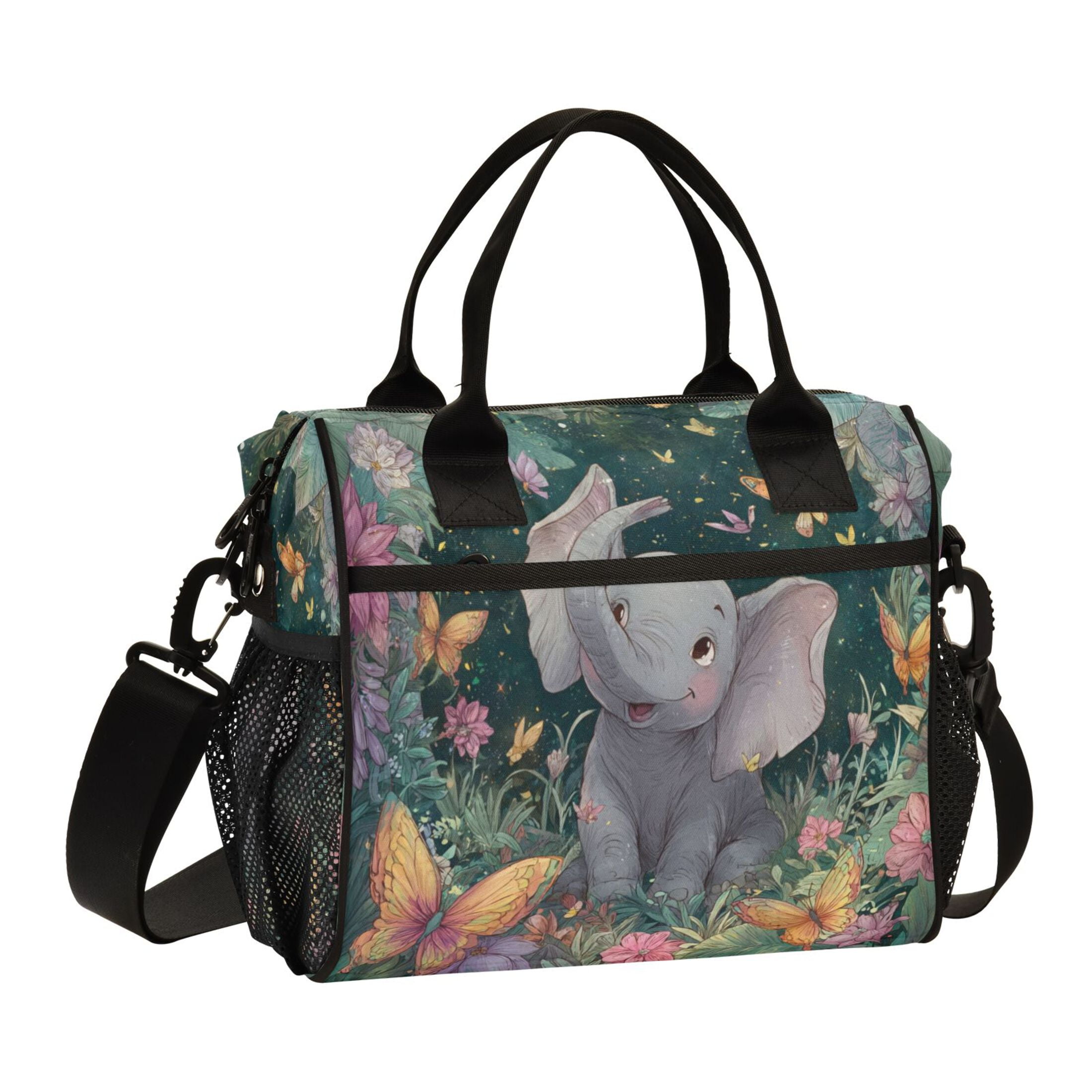 Large Insulated Lunch Bags for Women Men Leakproof Thermal Meal Lunch Tote Bag for Office Work Picnic Travel Cute Elephant 9L