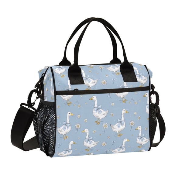 Large Insulated Lunch Bags for Women Men Leakproof Thermal Meal Lunch Tote Bag for Office Work Picnic Travel Cute Geese and Daisies 12L