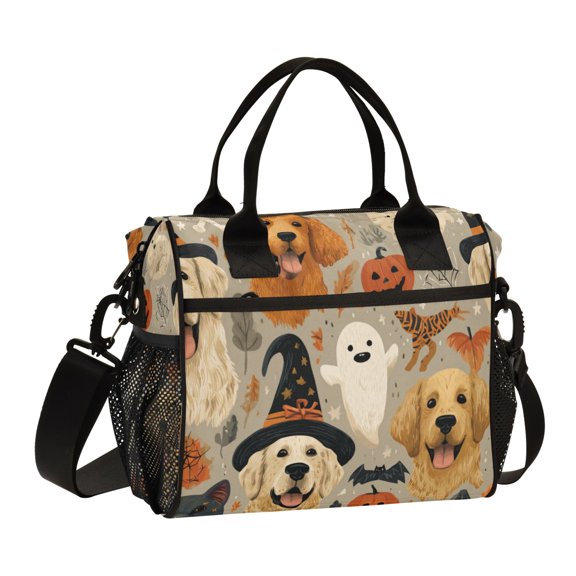 Large Insulated Lunch Bags for Women Men Leakproof Thermal Meal Lunch Tote Bag for Office Work Picnic Travel Halloween Dog Pattern 9L