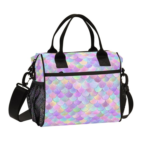 Large Insulated Lunch Bags for Women Men Leakproof Thermal Meal Lunch Tote Bag for Office Work Picnic Travel Mermaid Scale Pattern 9L