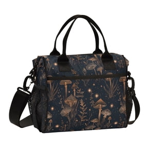 Large Insulated Lunch Bags for Women Men Leakproof Thermal Meal Lunch Tote Bag for Office Work Picnic Travel Mushrooms and Plants Pattern 9L