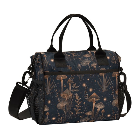 Large Insulated Lunch Bags for Women Men Leakproof Thermal Meal Lunch Tote Bag for Office Work Picnic Travel Mushrooms and Plants Pattern 9L