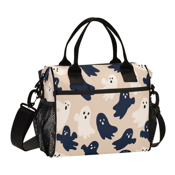 Large Insulated Lunch Bags for Women Men Leakproof Thermal Meal Lunch Tote Bag for Office Work Picnic Travel Navy and Cream Ghost 12L