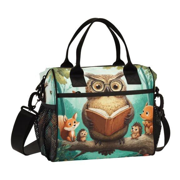 Large Insulated Lunch Bags for Women Men Leakproof Thermal Meal Lunch Tote Bag for Office Work Picnic Travel Owl Wearing Glasses 12L