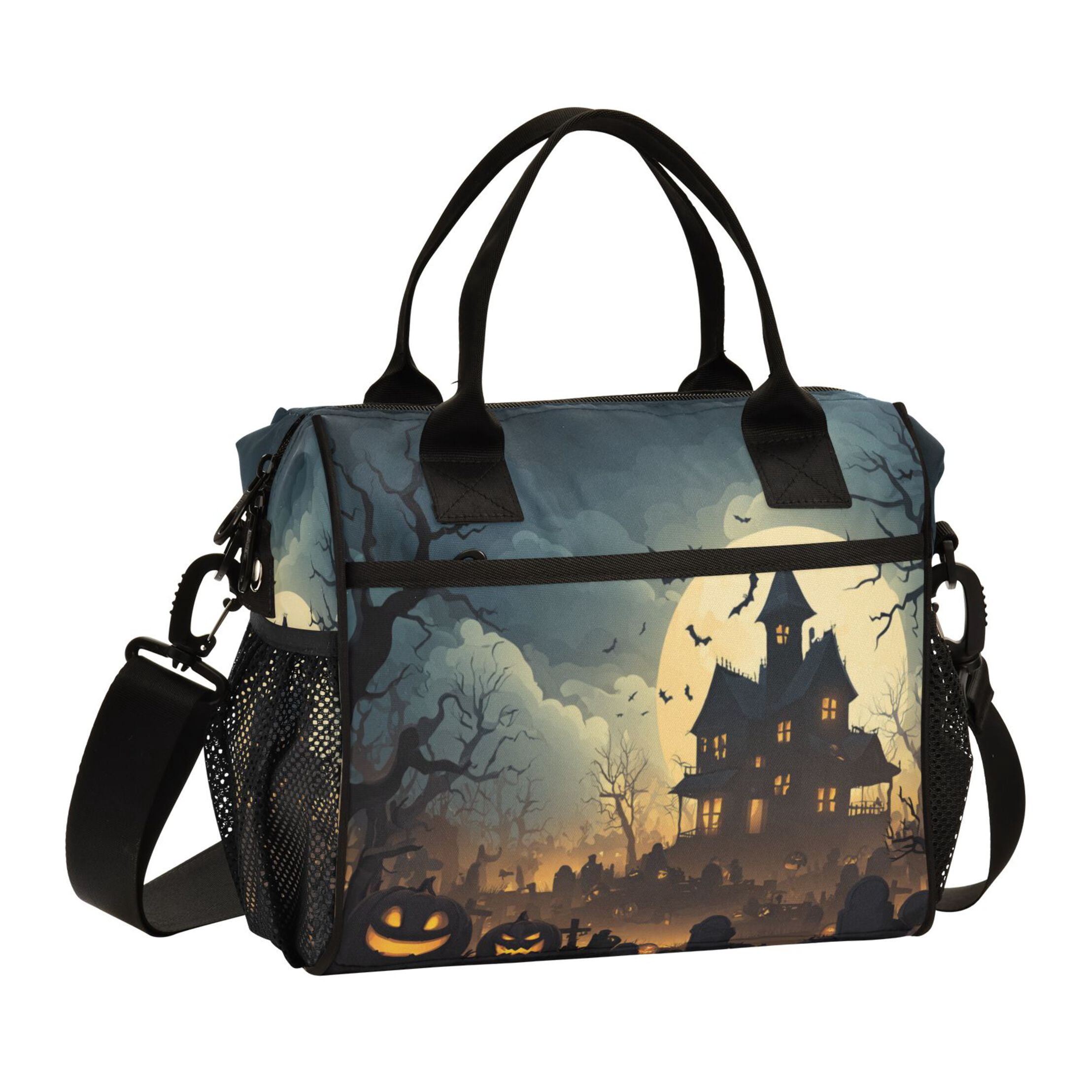 Large Insulated Lunch Bags for Women Men Leakproof Thermal Meal Lunch Tote Bag for Office Work Picnic Travel Spooky Haunted House 9L