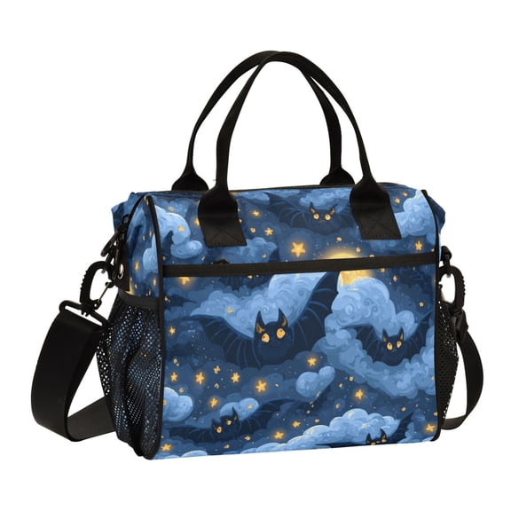 Large Insulated Lunch Bags for Women Men Leakproof Thermal Meal Lunch Tote Bag for Office Work Picnic Travel Stars and Bats 12L