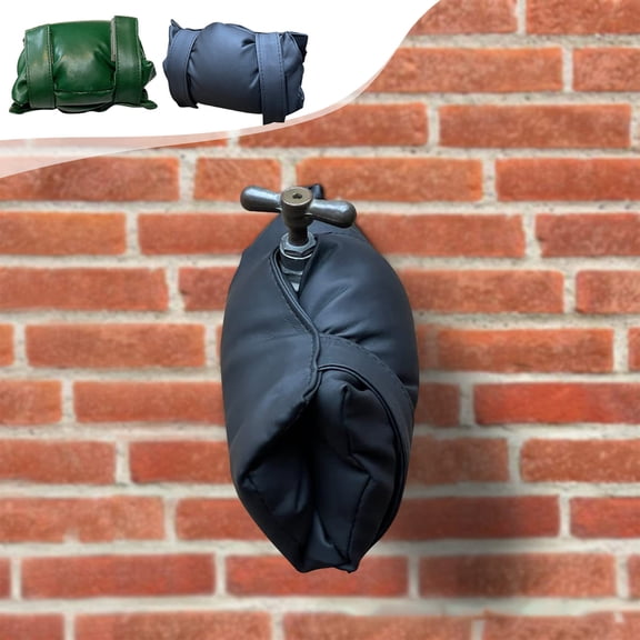 Large Insulated Outdoor Faucet Cover, Waterproof Winter Spigot Sock, Prevents Freezing & Burst, Universal Fit, Black/Green, 26x18cm