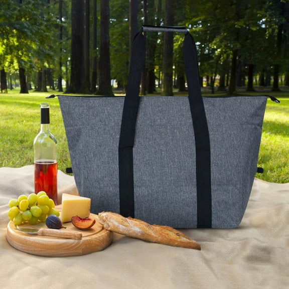 Large Insulated Picnic Bag-20L Capacity Portable Camping Cooler Tote for Food & Drinks Thermal Insulated with 2mm Aluminum Film Folding (56x34x19cm) Beach,Grocery & Outdoor Use