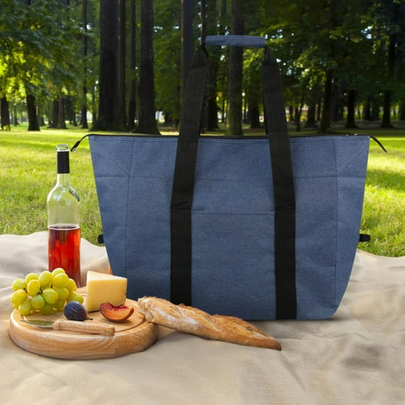 Large Insulated Picnic Bag-20L Capacity Portable Camping Cooler Tote for Food & Drinks Thermal Insulated with 2mm Aluminum Film Folding (56x34x19cm) Beach,Grocery & Outdoor Use