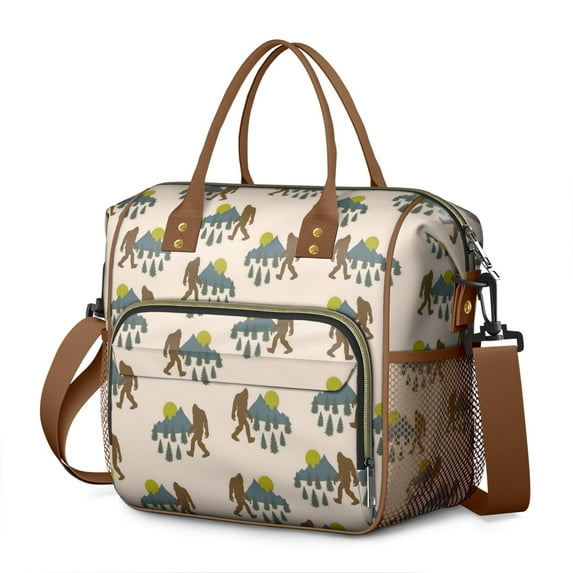 Large Insulated Tote Bag with Bigfoot Design - Leakproof Cooler Bag for Camping, Hiking & Outdoor Adventures - Waterproof Thermal Lunch Tote with Multi-Pockets
