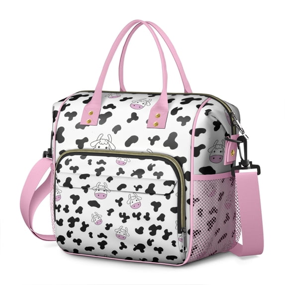 Large Insulated Tote Bag for Cow Lovers - Leakproof Cooler Bag with Cute Cow Print, Multi-Pocket Waterproof Thermal Tote for Office, Farmhouse Picnic & Outdoor Lunch