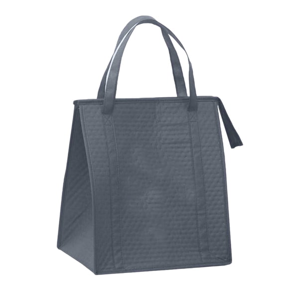 Large Insulated Tote Shopping Bags for Groceries, 13 x 15 x 8.66 inches Reusable Cooler Bags, Thermal Totes with Zippered Top for Hot Cold Food Delivery Refrigerator Pizza(Gray)