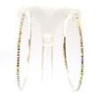 thumbnail image 1 of Large Iridescent Rhinestone Silver Hoop Earrings 2.5 inch Hoop Earrings Classic Hoops Crystal, 1 of 3