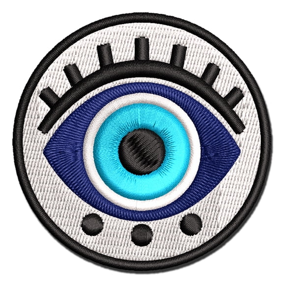 Large Iris Evil Eye Nazar Charm Applique Multi-Color Embroidered Iron-On Patch - 2.0 Inch Mini