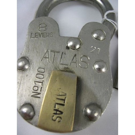 Large Iron Antique Style Replica Atlas Padlock with 2 Keys