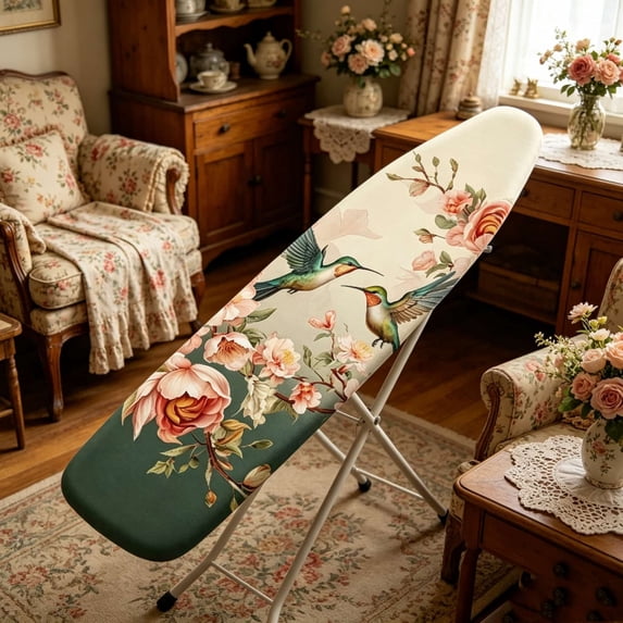 Large Ironing Board Cover 55 X 16, Heavy Duty Soft Fabric Iron Board Covers Hummingbird Flower, Ironing Board Cover With Extra Thick Padding And Secure Elastic Edge For Smooth Ironing Experience