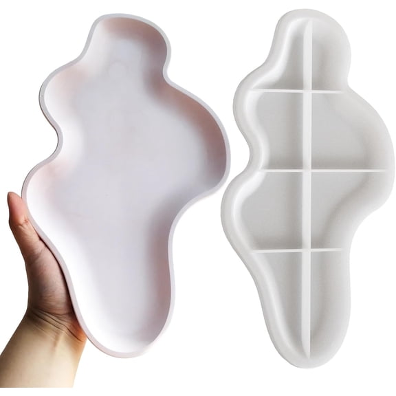 Large Irregular Tray Resin Concrete Molds, Cloud Shape Tray Silicone Mold, Creative Storage Container Trinket Jewelry Plate Dish Vanity Candle Holder Epoxy Casting Mold Wedding Christmas Decor