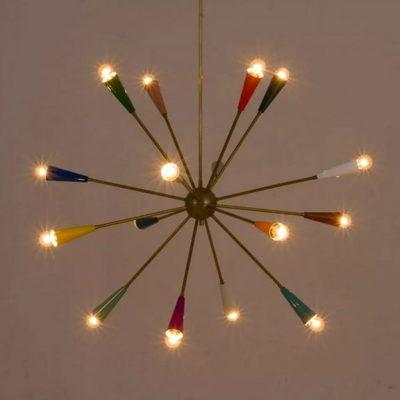 Large Italian Colorful Sputnik Chandelier Lamp Mid Century Stilnovo Light Fixtur