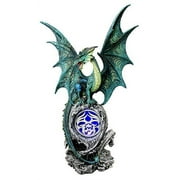 Large Jade Pagoda Asian Dragon Guarding LED Night Light Fire Emblem Amulet Statue 18.75" Tall Artwork By Ruth Thompson