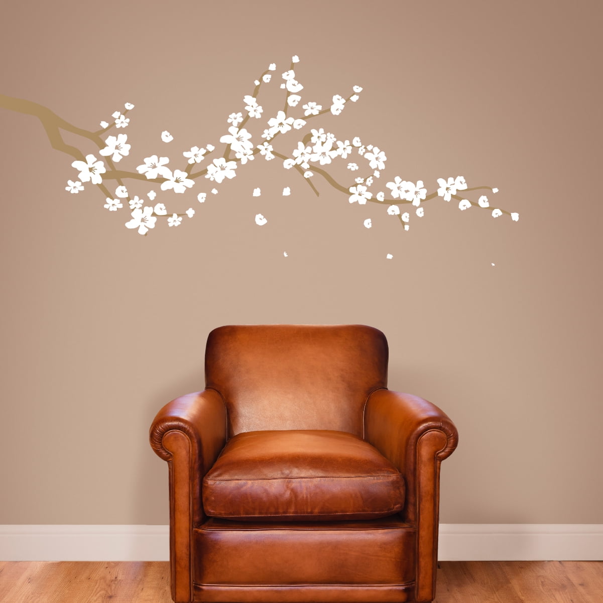 Large Japanese Cherry Blossom Tree Branch Vinyl Decal Wall Sticker | Girls Flowery Room Décor