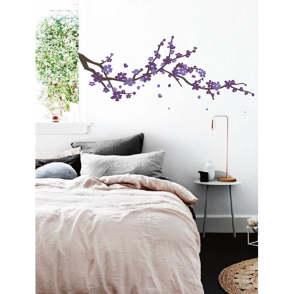 Large Japanese Cherry Blossom Tree Branch Vinyl Decal Wall Sticker | Girls Flowery Room Décor