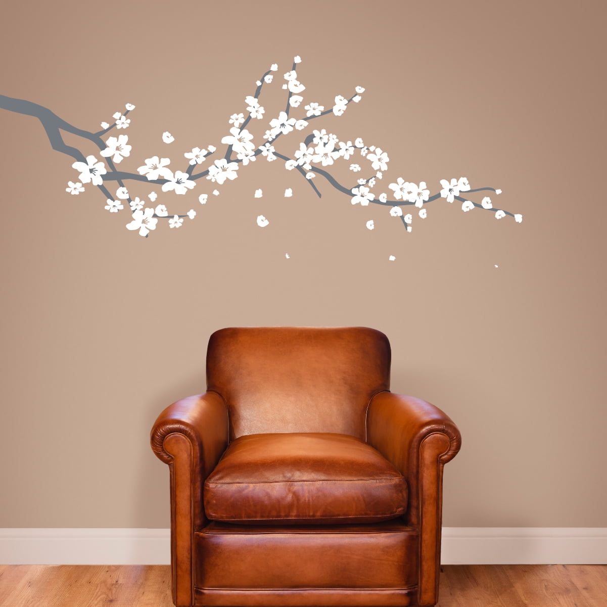 Large Japanese Cherry Blossom Tree Branch Vinyl Decal Wall Sticker | Girls Flowery Room Décor