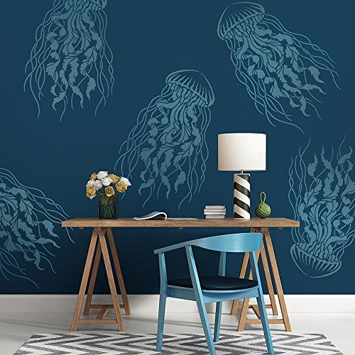 Walllums Jellyfish Vinyl Wall Decal - 32x48 Inch Warm Grey Removable Wall Art