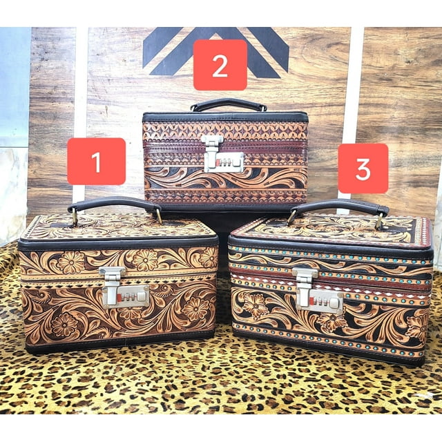 Large Jewelry Box, Jewelry Case, Leather Jewelry Box, Punchy, Tooled Leather Box, Western Jewelry Box, Western Travel, Dazzling Diva Bags